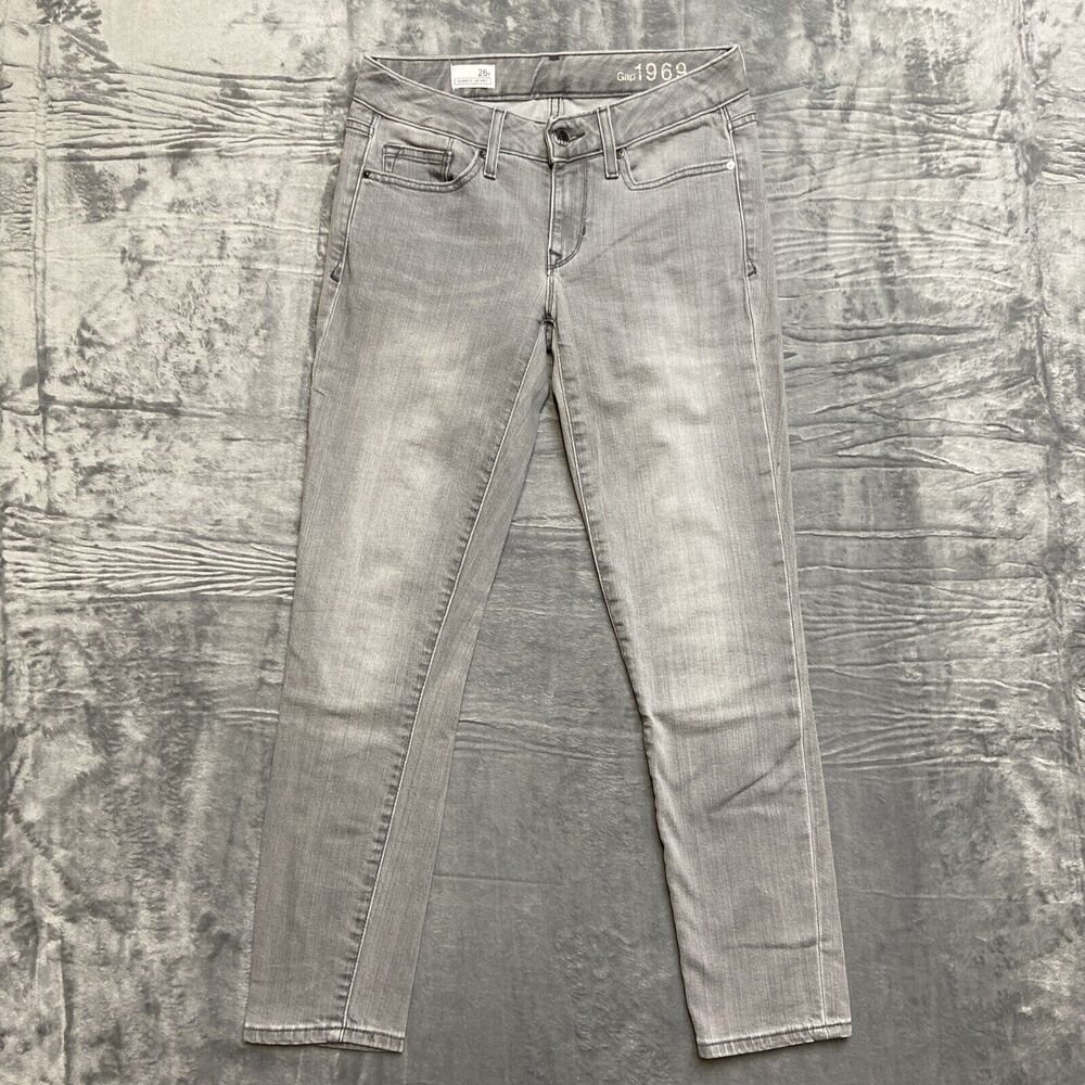 Gap 1969 Skinny Jeans Women's Size S26r Gray Medium Wash Denim